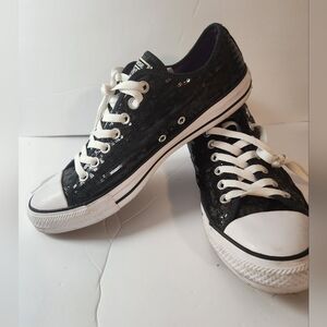 Converse All-Star Black Sequin Sneakers Shoes Women's 11  Excellent Condition